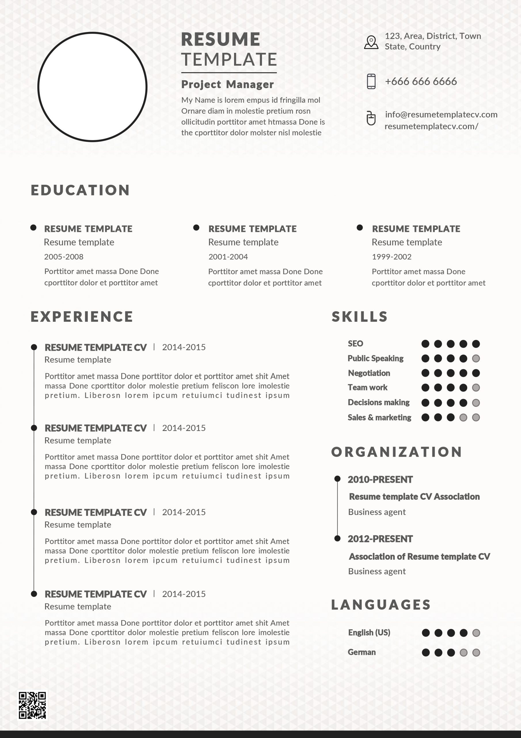 resume template cv