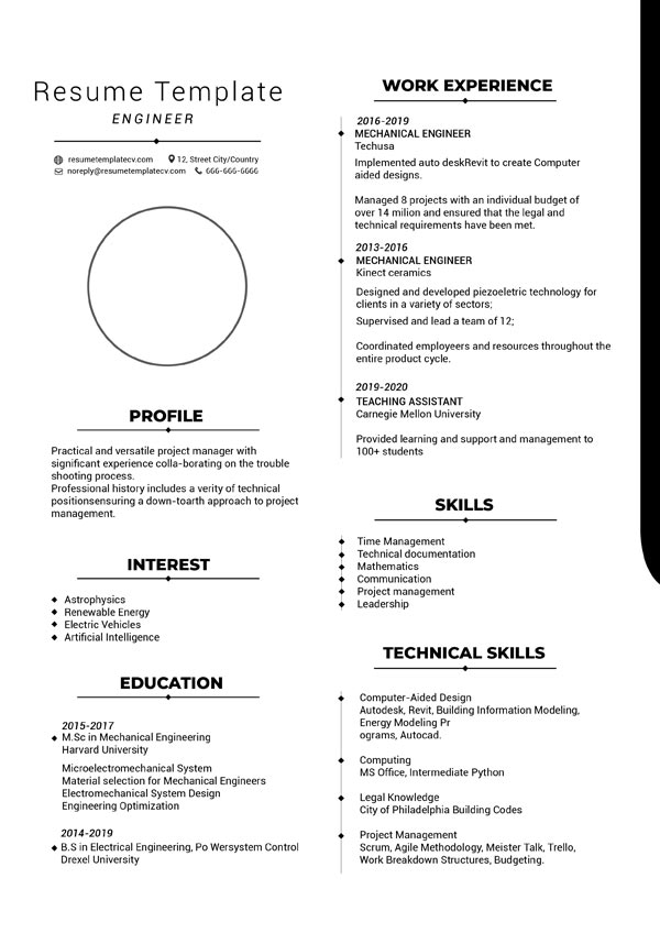 resume template cv